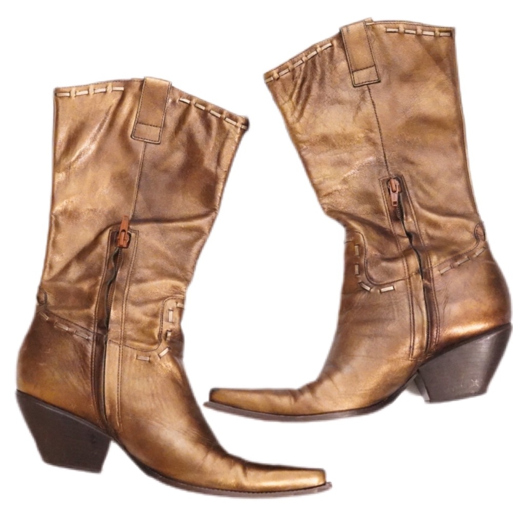 BCBGIRLS BRONZE TUBINA WESTERN COWBOY BOOTS
